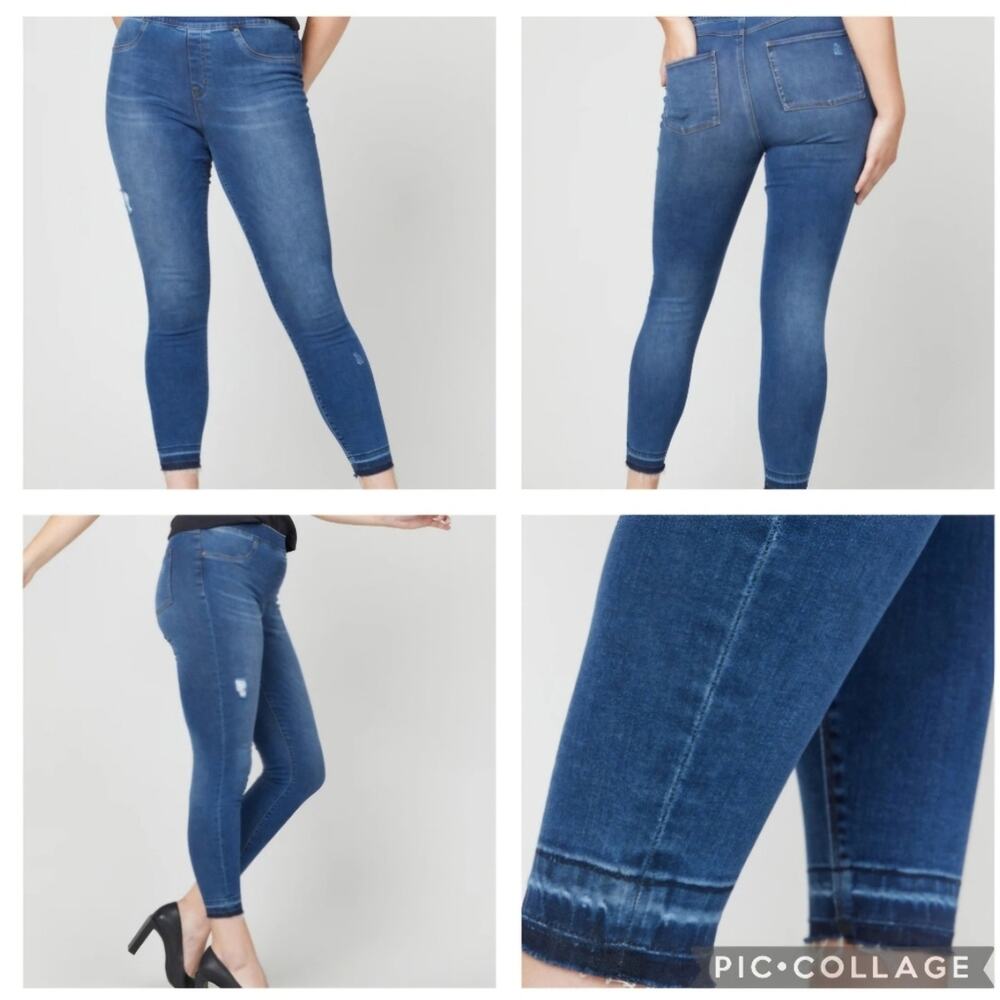SPANX Distressed Ankle Skinny Jeans, Medium Wash, XL